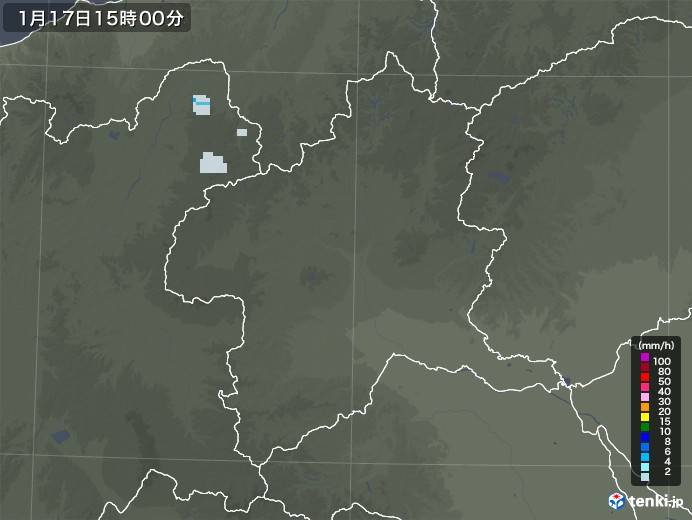 群馬県の雨雲レーダー(2023年01月17日)