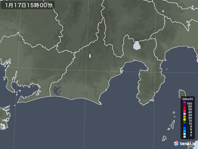 静岡県の雨雲レーダー(2023年01月17日)