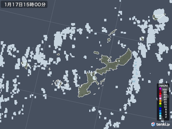 沖縄県の雨雲レーダー(2023年01月17日)
