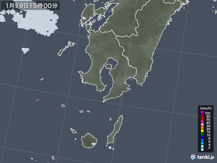 鹿児島県の雨雲レーダー(2023年01月19日)