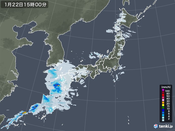 雨雲レーダー(2023年01月22日)
