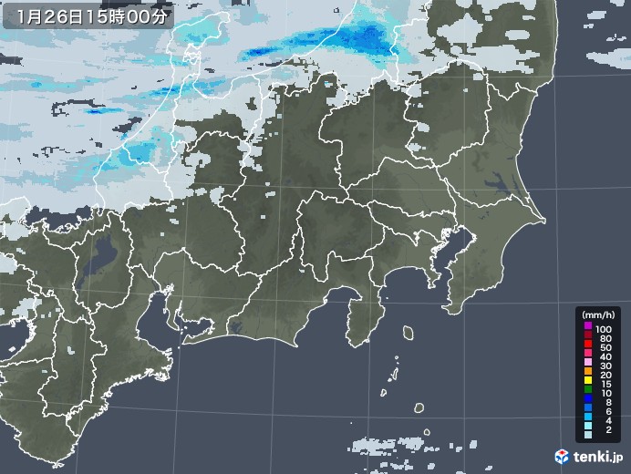 関東・甲信地方の雨雲レーダー(2023年01月26日)