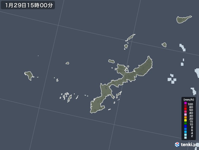 沖縄県の雨雲レーダー(2023年01月29日)