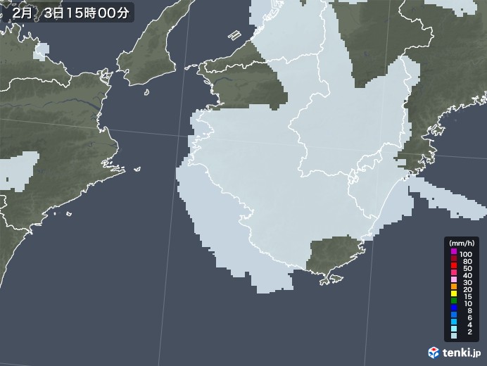 和歌山県の雨雲レーダー(2023年02月03日)