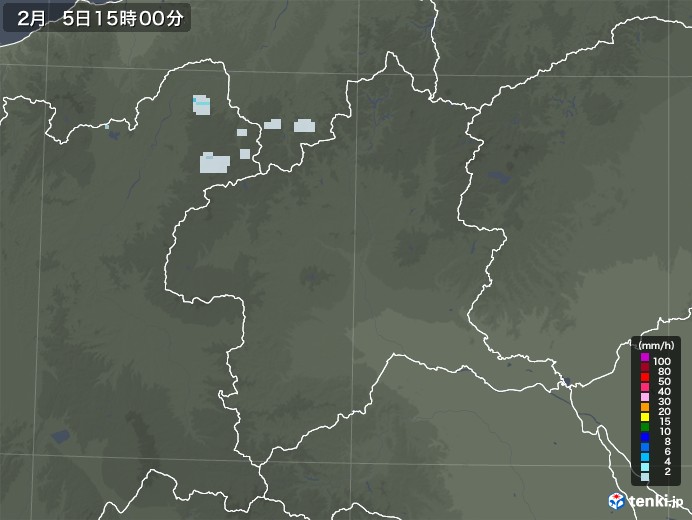群馬県の雨雲レーダー(2023年02月05日)