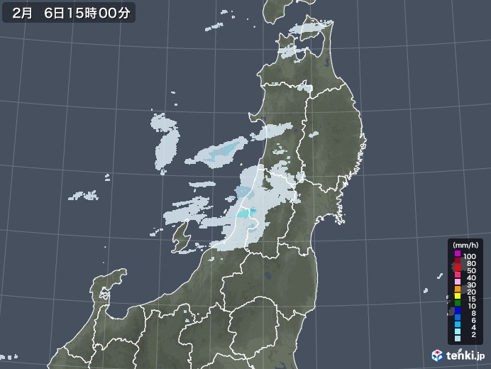 東北地方の雨雲レーダー(2023年02月06日)