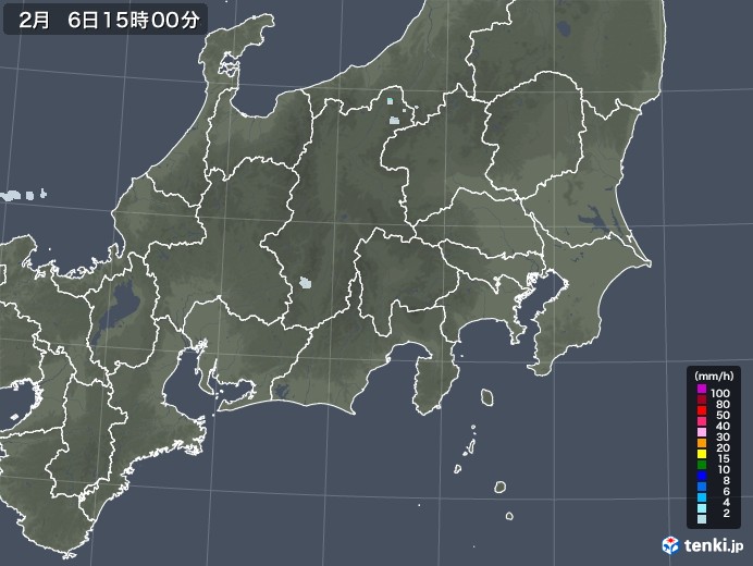 関東・甲信地方の雨雲レーダー(2023年02月06日)