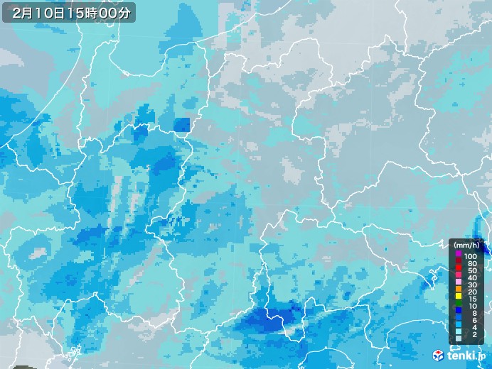 長野県の雨雲レーダー(2023年02月10日)