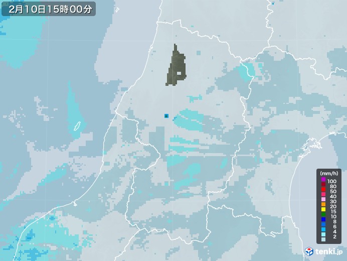 山形県の雨雲レーダー(2023年02月10日)