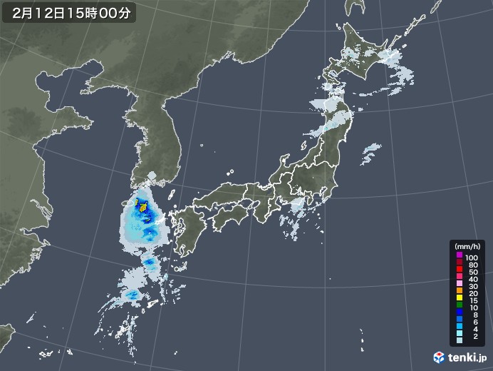 雨雲レーダー(2023年02月12日)