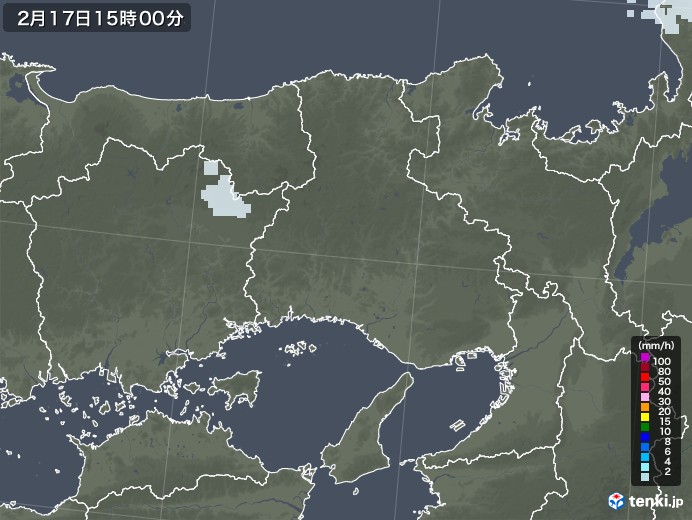 兵庫県の雨雲レーダー(2023年02月17日)