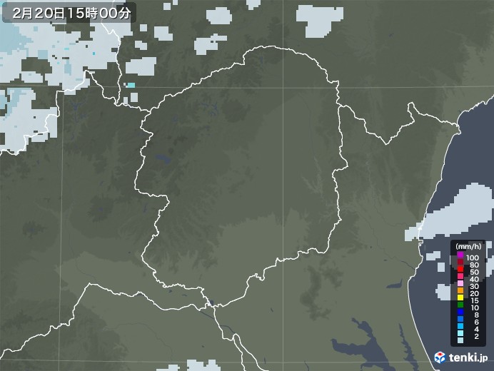 栃木県の雨雲レーダー(2023年02月20日)