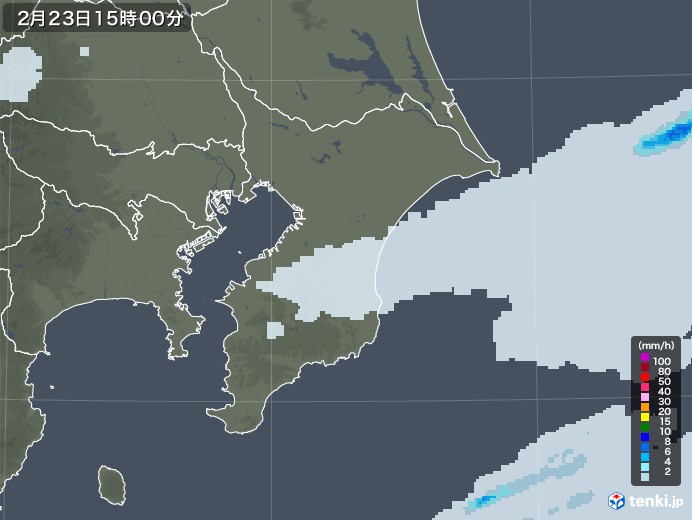 千葉県の雨雲レーダー(2023年02月23日)