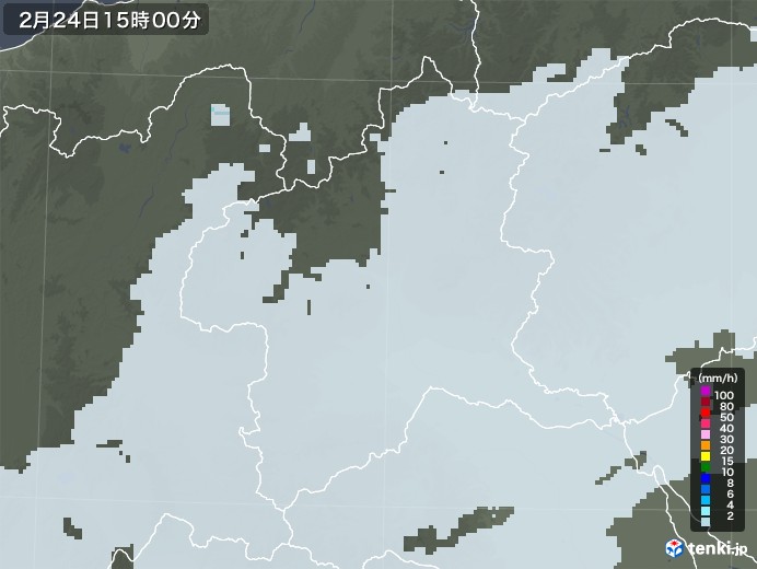 群馬県の雨雲レーダー(2023年02月24日)