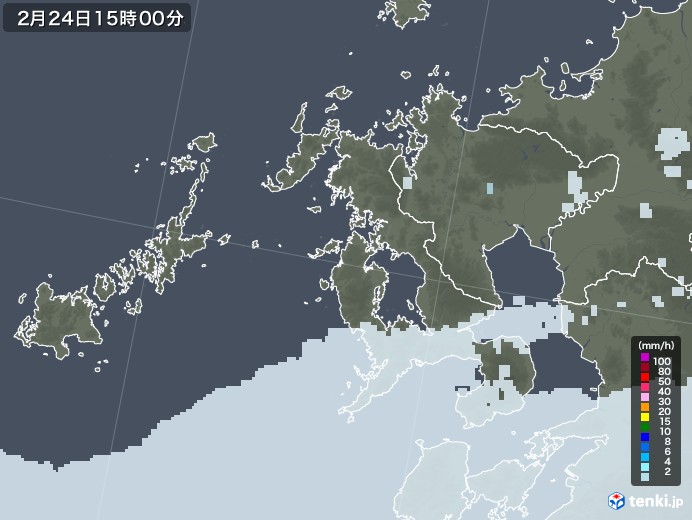長崎県の雨雲レーダー(2023年02月24日)