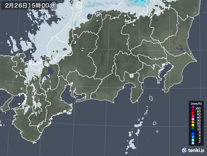 東海地方の雨雲レーダー(2023年02月26日)