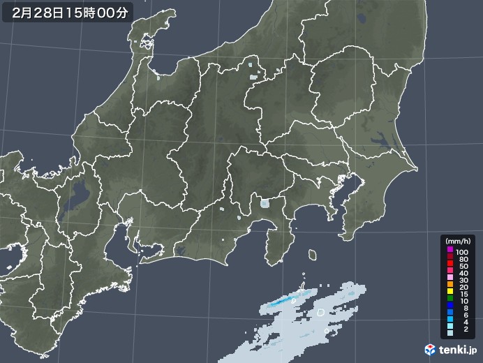 関東・甲信地方の雨雲レーダー(2023年02月28日)
