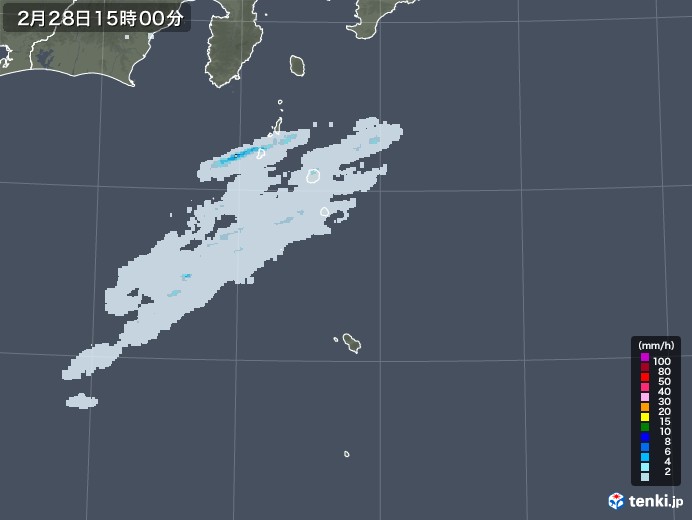 伊豆諸島(東京都)の雨雲レーダー(2023年02月28日)