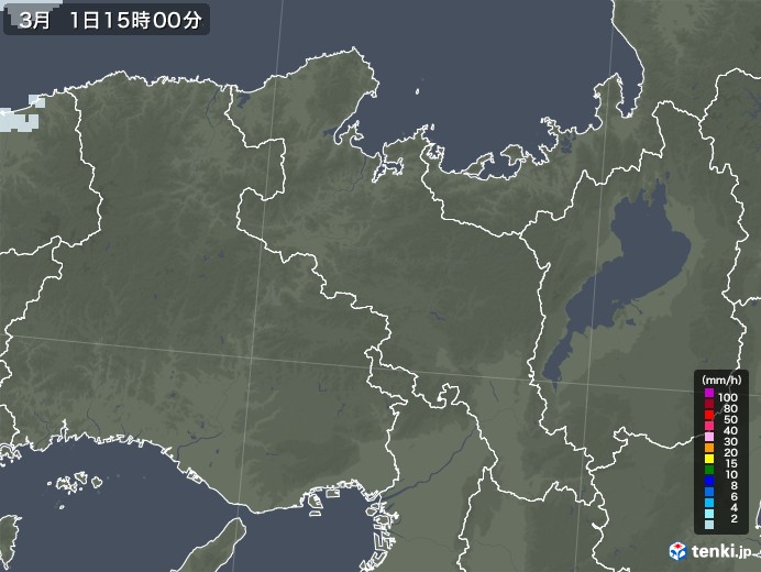 京都府の雨雲レーダー(2023年03月01日)