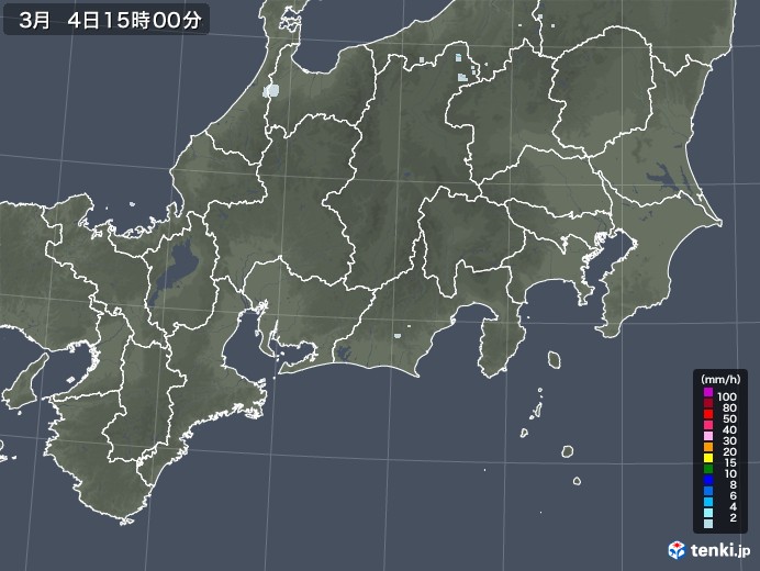 東海地方の雨雲レーダー(2023年03月04日)