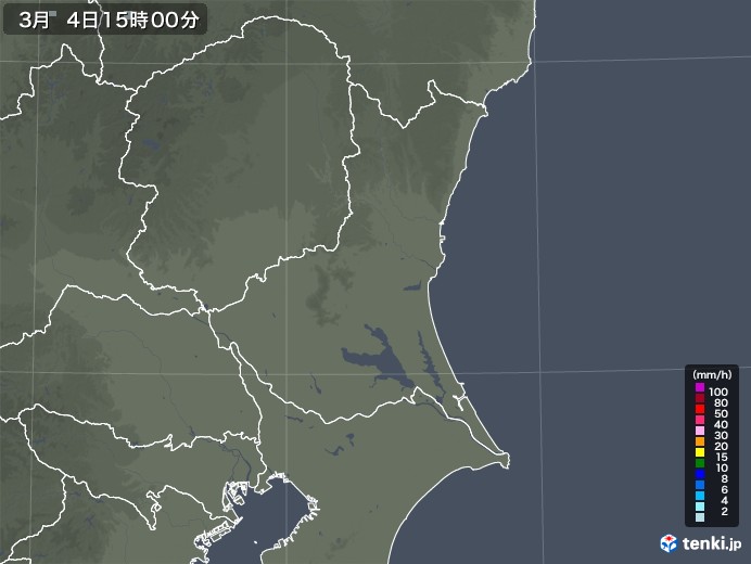 茨城県の雨雲レーダー(2023年03月04日)