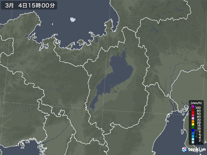 滋賀県の雨雲レーダー(2023年03月04日)