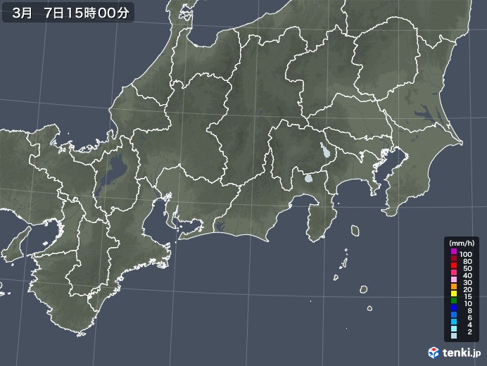 東海地方の雨雲レーダー(2023年03月07日)