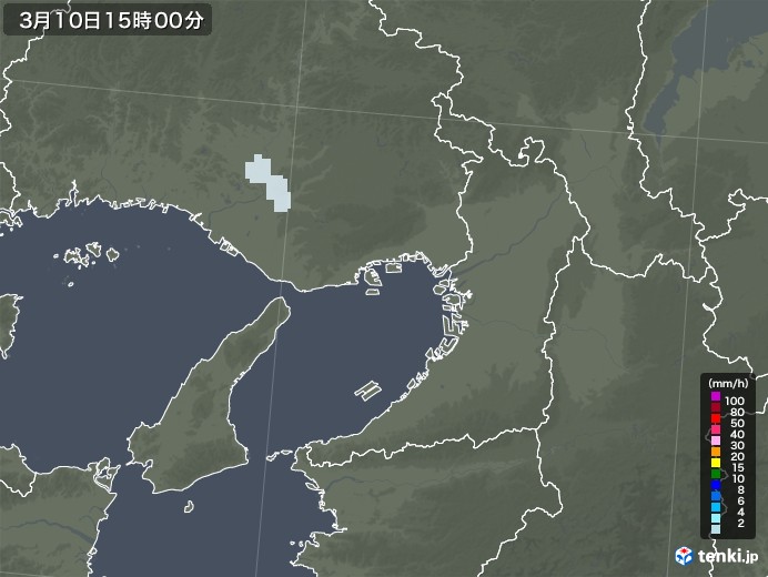 大阪府の雨雲レーダー(2023年03月10日)