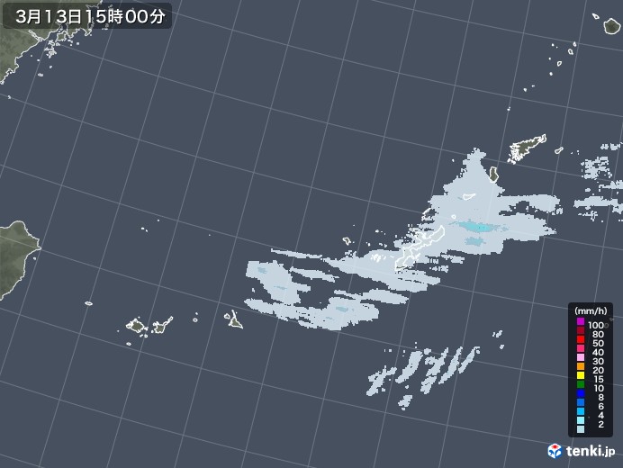 沖縄地方の雨雲レーダー(2023年03月13日)