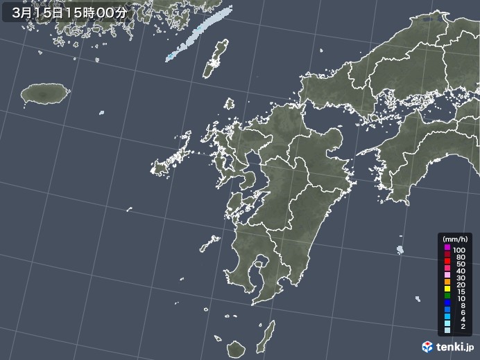 九州地方の雨雲レーダー(2023年03月15日)