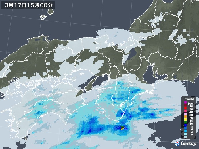 近畿地方の雨雲レーダー(2023年03月17日)