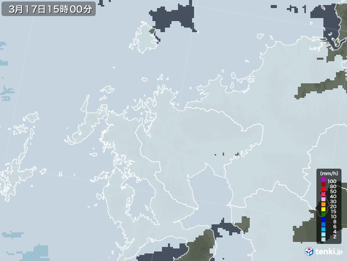 佐賀県の雨雲レーダー(2023年03月17日)