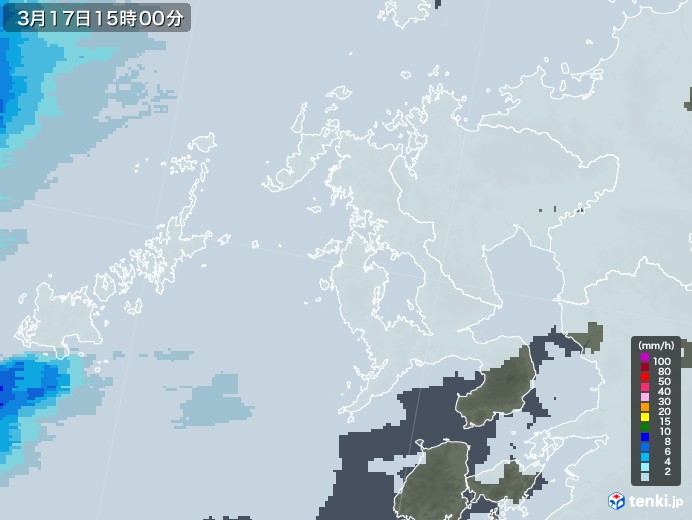 長崎県の雨雲レーダー(2023年03月17日)