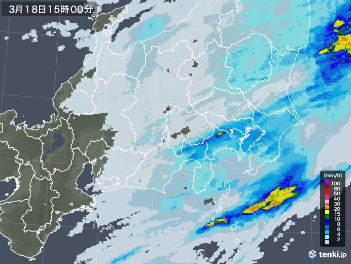 関東・甲信地方の雨雲レーダー(2023年03月18日)