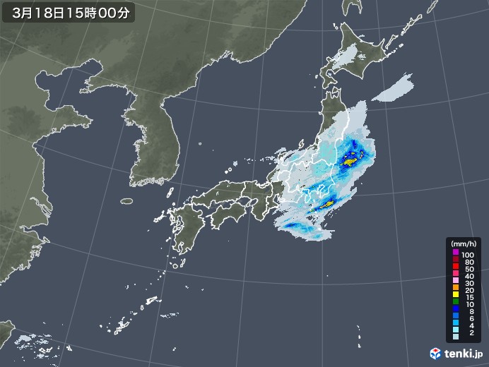 雨雲レーダー(2023年03月18日)