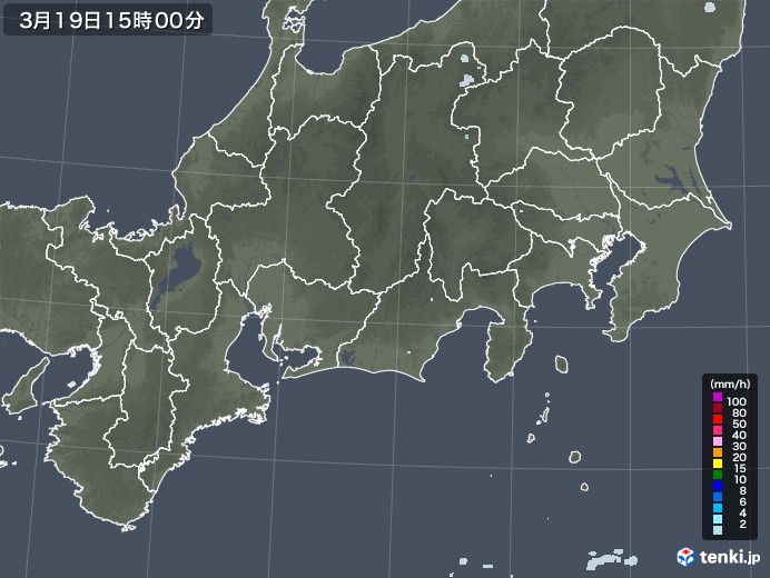 東海地方の雨雲レーダー(2023年03月19日)