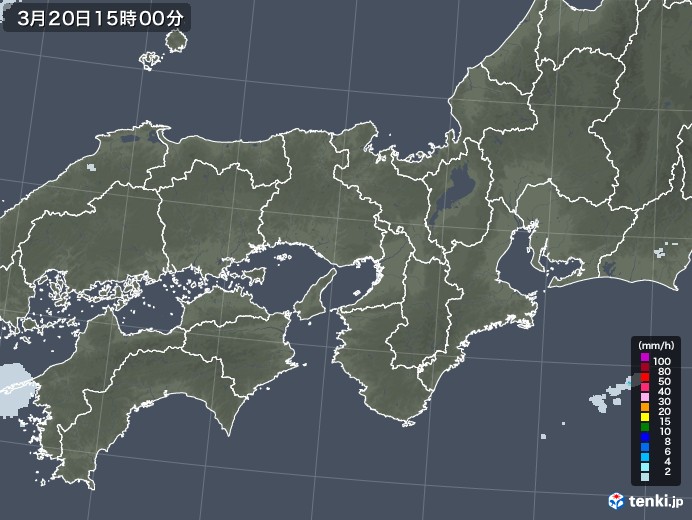 近畿地方の雨雲レーダー(2023年03月20日)
