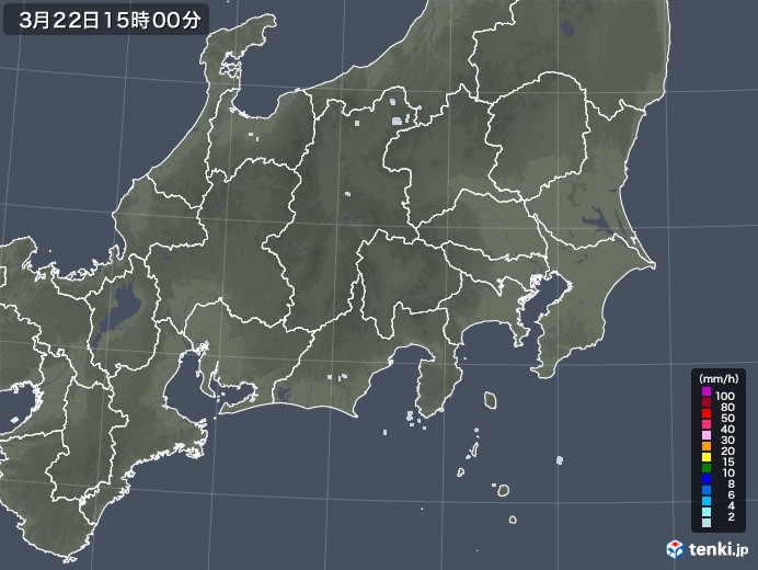 関東・甲信地方の雨雲レーダー(2023年03月22日)