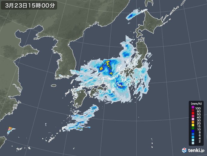 雨雲レーダー(2023年03月23日)