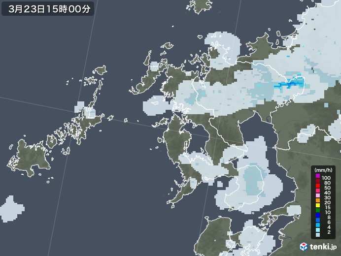 長崎県の雨雲レーダー(2023年03月23日)