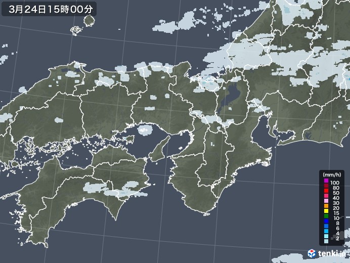 近畿地方の雨雲レーダー(2023年03月24日)