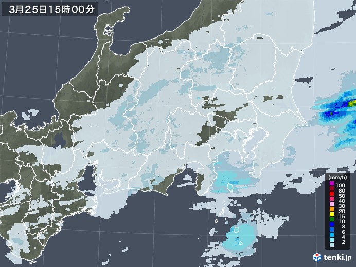 関東・甲信地方の雨雲レーダー(2023年03月25日)