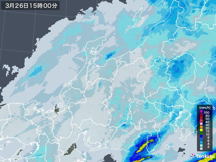 北陸地方の雨雲レーダー(2023年03月26日)