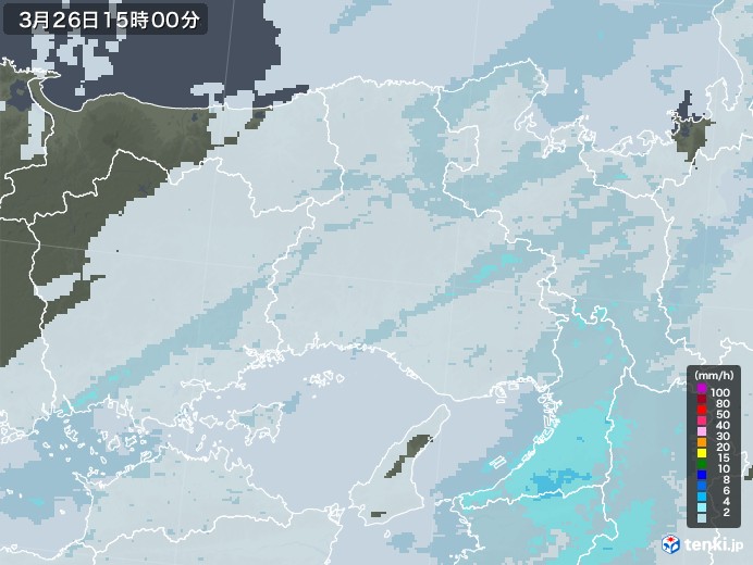 兵庫県の雨雲レーダー(2023年03月26日)
