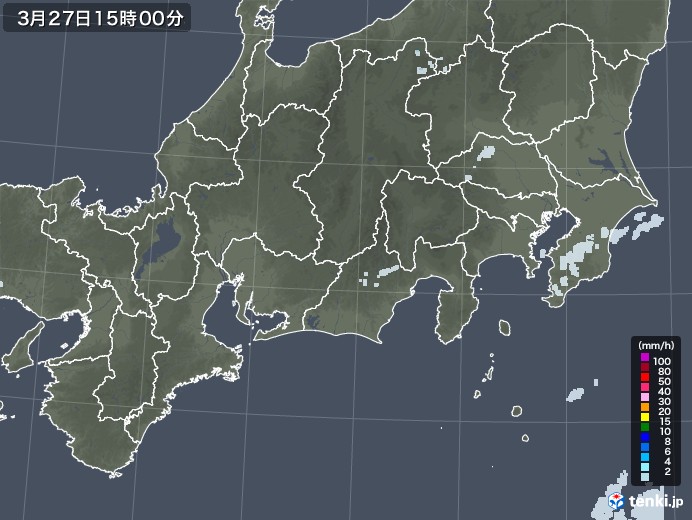 東海地方の雨雲レーダー(2023年03月27日)