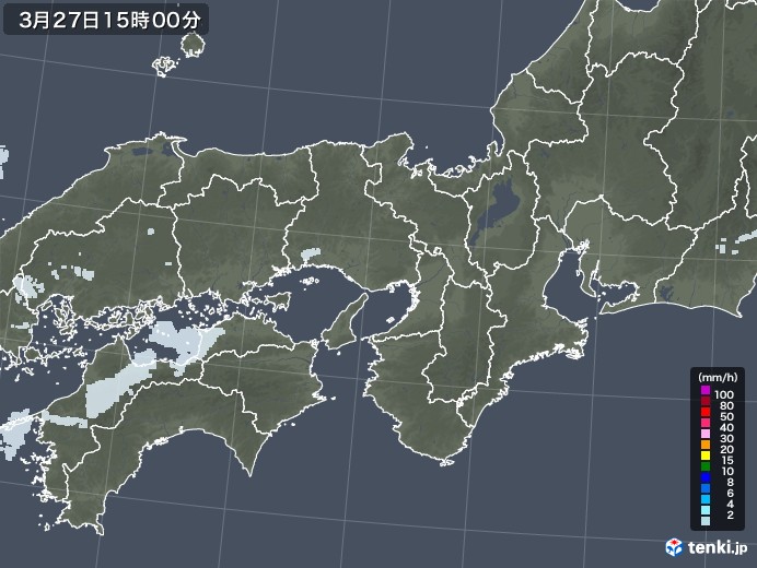 近畿地方の雨雲レーダー(2023年03月27日)