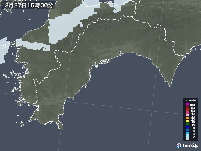 高知県の雨雲レーダー(2023年03月27日)