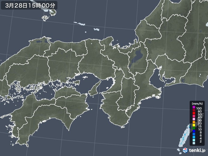 近畿地方の雨雲レーダー(2023年03月28日)