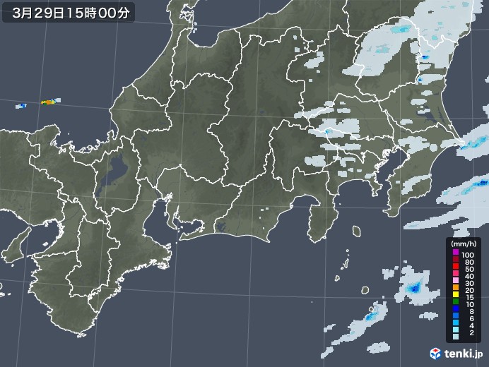 東海地方の雨雲レーダー(2023年03月29日)
