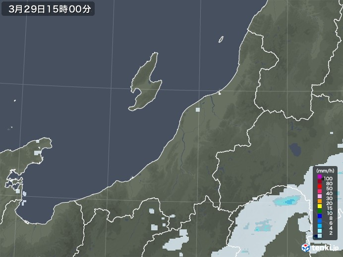 新潟県の雨雲レーダー(2023年03月29日)